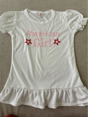 Laughing Giraffe American Girl White Ruffle Hem Shirt XS